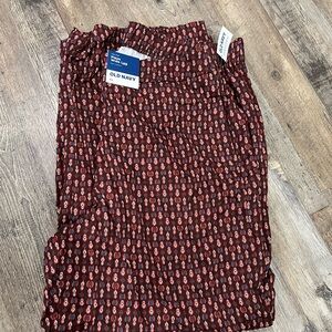 Old Navy Burgundy Geo-Pattern Playa Wide Leg Pants